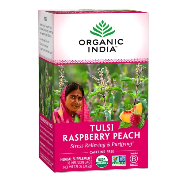 Organic India Tulsi Raspberry Peach Stress Relieving